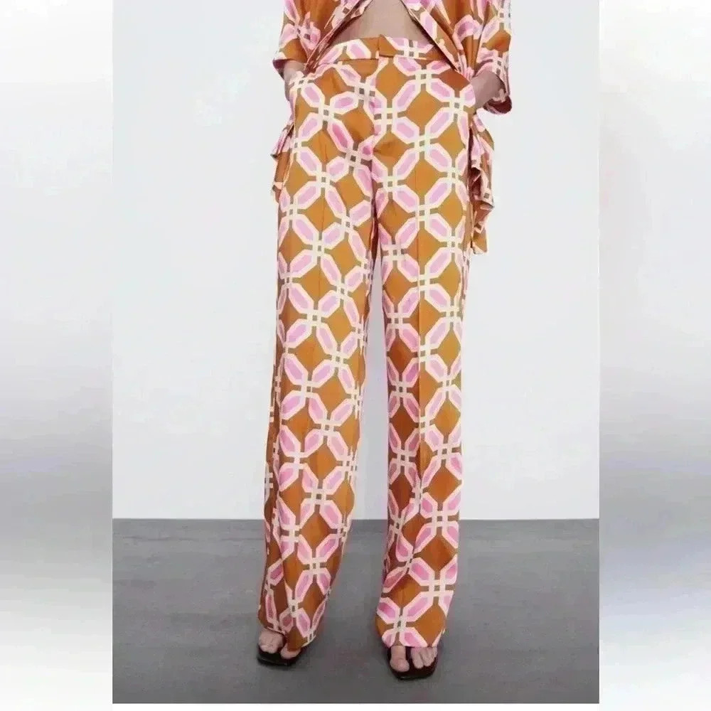 ZARA Pijama style trousers pants BLOGGERS FAV sz XS